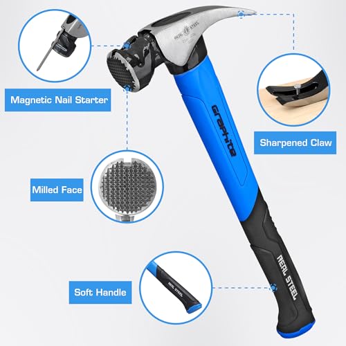 REAL STEEL 22 Oz Head Framing Hammer Magnetic Milled Face - size: 22 oz