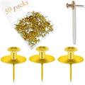 50 PCS Picture Hangers Hooks for Drywall, Gold Push Pins Double Headed Nails Thumbtacks for Wall Hangings Picture, Decorative Small Pins for Cork Board Home Office Photo Decorations - style: Gold