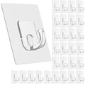 Latoxcaa Large Adhesive Hooks, 33lb Heavy Duty Utility Hooks for Hanging, 30 Pack Damage Free Sticky Hanging Hook, No Trace Self-Adhesive Wall Hook for Kitchen Bathroom Office Multiple Uses - size: 30 Clear Hooks