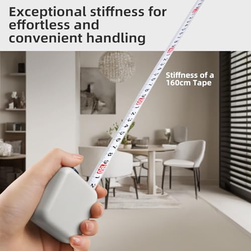 GRENPRO Self-Locking Tape Measure, 10ft/3m Dual Scale, Stiff Blade Grey - color: Light Gray