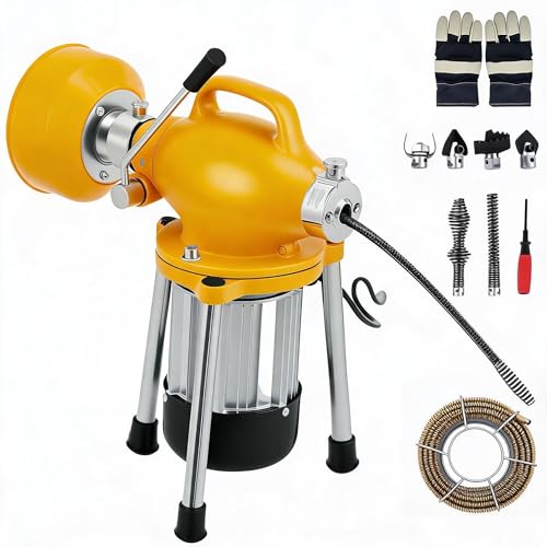 500W 400 RPM Auto Feed Electric Drain Cleaner Machine - color: Yellow