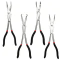 4PCS 13" Double Jointed Long Needle Nose Pliers Set, Anti-Slip Soft Grips - size: 4pcs-Straight/45/90 /Circle