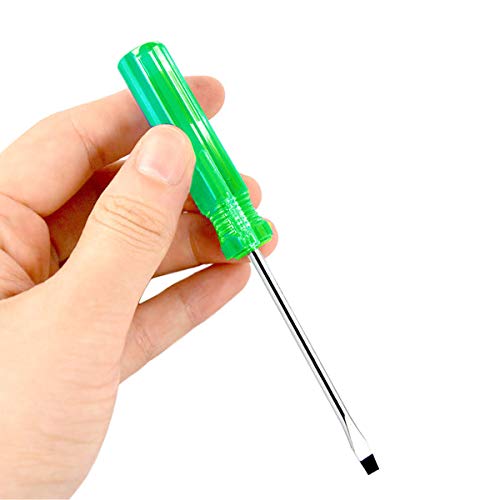 small screwdriver tool flat head and Phillips screw driver- #2 Phillips, Slotted 1/4” used to repair toys; musical instruments, microphones loose screws - color: Green