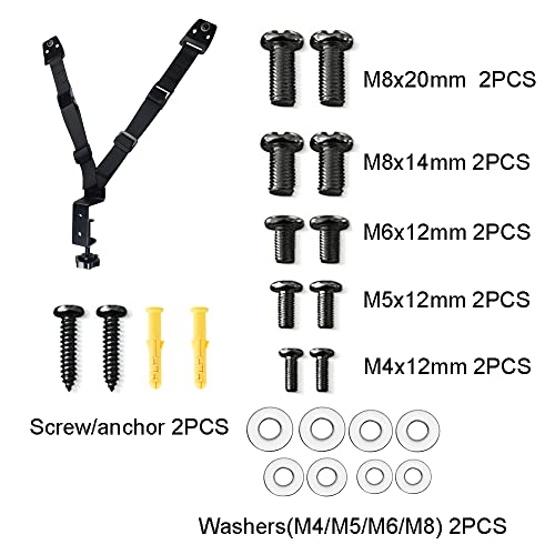 Child Proof TV Safety Straps- TV Earthquake Strap Furniture Anchors Work for Baby Proofing Secures to TV Stand and Walls,Heavy Duty Metal Plate, Adjustable Strap, No Plastic Parts