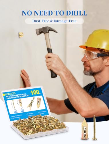 100 PCS Self Drilling Drywall Anchors with Screws Kit, Zinc Plated - size: 100PCS