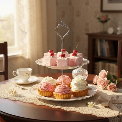 Tucnoeu 5 Sets of 2 Tiered Tray Hardware Kit - Cake Stand Hardware Tiered Tray Plate Hardwares Kit for Serving Dessert Cupcake Dish Food(3 Gold, 2 Silver) - color: 1