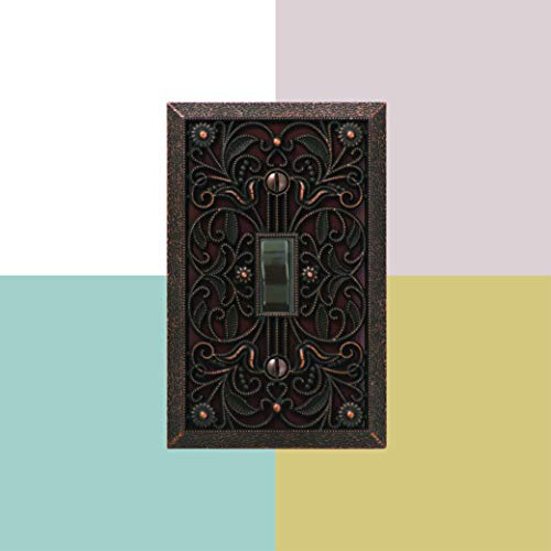 Amerelle 65TDB Filigree Wallplate, 1 Toggle, Cast Metal, Aged Bronze, 1-Pack - size: Single Toggle