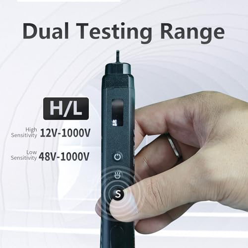 Voltage Tester Non Contact Voltage Detector Pen with Dual Range AC 12-1000V/48-1000V,Live Wire Tester with LCD Display Buzzer Alarm and Flashlight,Wire Breakpoint Finder