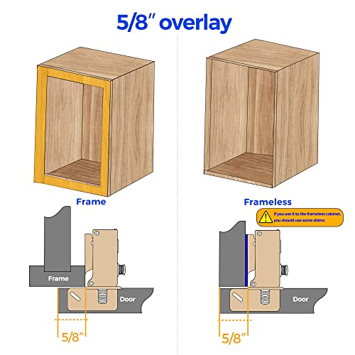 Ravinte Short Arm Kitchen Cabinet Hinges,5/8 Inch Overlay,10 Pack 5 Pairs - size: 5/8 Inch Overlay Cabinet