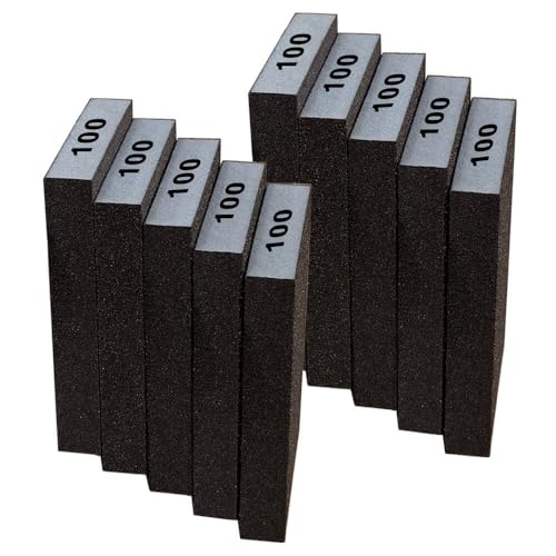 Sanding Sponge 100 Grit Sanding Block - Drywall Sanding Block for Wood | 10 Pcs Fine Grit Sanding Sponges For Drywall, Wood And Metal, Sandpaper Block Spong - size: 100 Grit