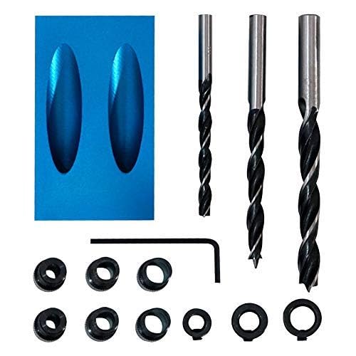 14Pcs Pocket Hole Jig Kit, 15 Degree Woodworking Inclined Hole Jig with 6/8/10mm Drive Adapter for Woodworking Angle Drilling Holes, Angle Carpentry Locator Jig