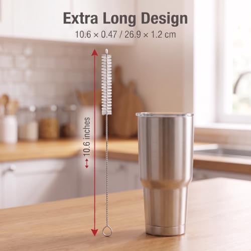 2 Pack Straw Cleaner Brush, Reusable Metal Handles Straw Cleaner Brush Extra Long for Stanley Mug 40, 30, 20 oz, 10mm Wide for Sippy Cup, Water Bottle and Tubes (Clear+Clear) - color: Clear+Clear