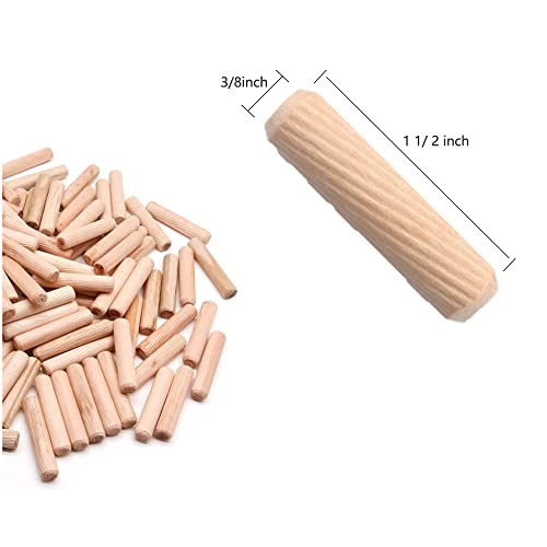 100 Pack Wooden Dowels 3/8 Inch Wooden Dowel Pins 1.5'' Dowel Rods Wood Sticks Reinforcing Wood Dowel for Furniture Repair Chair Table Cabinet Drawer Woodworking Joints Assembly Cabinet