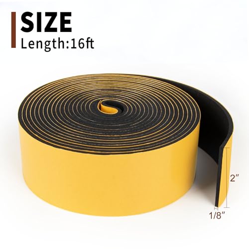 Yotache Neoprene Weather Stripping 2" W X 1/8" T, 16 Ft Length - size: 2"x1/8"x16 FT