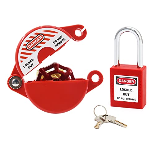 Gate Valve Lockout and Safety Padlock,1Set, Hose Bib Lock for Outdoor Faucet Knob/Water Spigot/Propane Tank,1 to 2-1/2 in Dia Valve Handles,Secure Lock Device for Outside Garden Valve - size: 1 Pack with Padlock