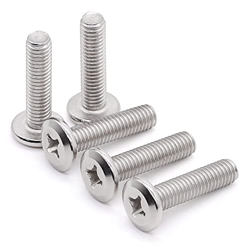 Glvaner (50 pcs) M5-0.8 x 10mm Binding Screws, Flat Round Head Phillips Drive Machine Screw 304 Stainless Steel 18-8 Full Thread, Furniture Screw Connection Bolt Screw - size: M5-0.8 x 10mm