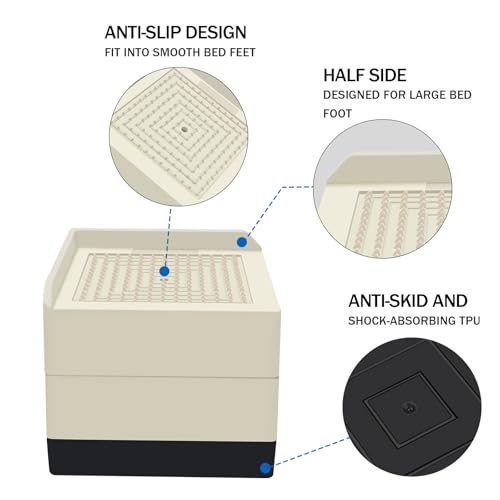 ANNKUT Bed Risers 3 inch Heavy Duty,Furniture Risers for Desk Table Sofa Couch Lifts to 1.5 or 3 inch, Square Adjustable Risers Blocks, Support Up to 1,300 Lbs（4 Pack-Black） - color: 3 Inch-apricot(square)