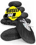 Buself X-Large 200 Count Shoe Covers Disposable Non-Slip, Premium Cloth Boot Covers, Slip-resistant, Durable, Breathable, Non-toxic, Recyclable, Stretchable Fits Up to Size 13 US Men - Black - size: 200ct Up to Men13 & Women All
