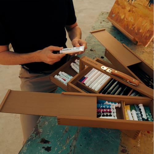 MEEDEN Wooden Tool Storage Box: Portable Beech Wood Art Supplies Organizer - color: Walnut