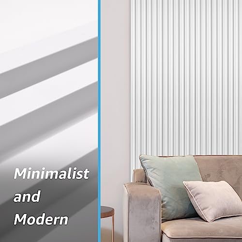 Art3d 96 x 6 Inch WPC Wood Diffuser Slat Wall Panel, 8-Pack, Matte White - color: Matte White, size: 96*6