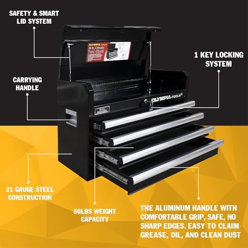 Olympia Tools 26-Inch 4-Drawer Portable Tool Chest Organizer Box, Black - size: 26-Inch Portable