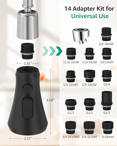 Mbillion Universal Matte Black Kitchen Faucet Spray Head Replacement - color: Black