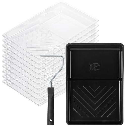 Bates- 6 Inch Paint Roller Tray Set, 12 pcs Black Plastic Paint Tray Kit