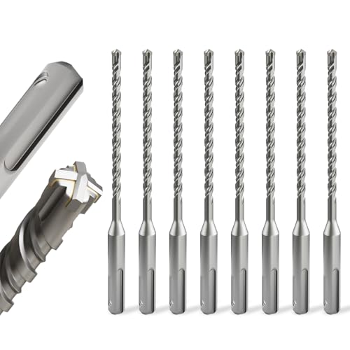 8PCS SDS Plus Rotary Hammer Drill Bits, 8pcs (1/4"*6"-6.5mm*160mm) - 4 Carbide Cutting Edges, Ideal for Masonry| Heavy-Duty Masonry |Hammer Drill Bits for Precision Drilling - size: 8pcs (6.5mm*160mm)