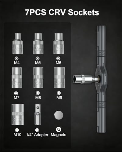 AMIR Ratchet Screwdriver Set, 34 in 1 Magnetic Screwdriver Set with 1/4" Socket Adapter, 24 Bits & 7 Hex Sockets, Modular Handle, DIY Tool Kit for Furniture, Appliance, Auto Repair