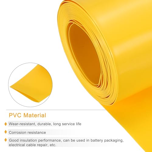 MECCANIXITY Battery Wrap PVC Heat Shrink Tubing 48mm Dia 75mm Flat 10 Feet(3meters) Yellow Good Insulation for Battery Pack - color: Yellow, size: 48mmx75mmx3m