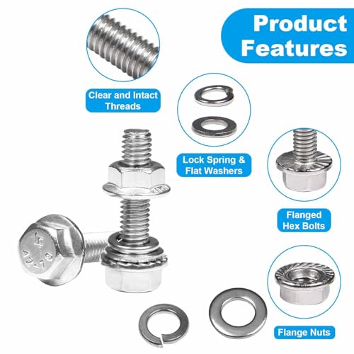 25 Sets M6-1.0 x 25mm Flanged Hex Head Bolts and Nuts Kits - size: M6-1.0 x 25mm