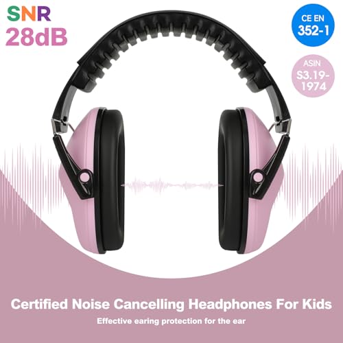 Floriogra Noise Cancelling Headphones for Kids/Toddler 28dB SNR Ear Muffs - color: Pink