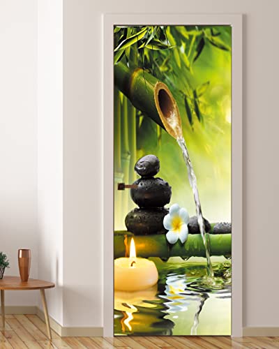 FLFK Door Mural Sticker - Zen,Peel and Stick,Combined Size 30.3"x78.7",Split into 2 Pieces - color: Mt1155, size: 30.3"x78.7"