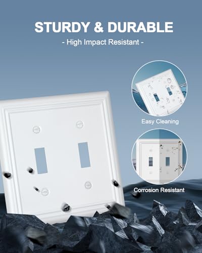 Switch Plates Outlet Covers, 2-Pack Metal Wall Plates, Pure White - color: Pure White, size: 2 Toggle 2PK