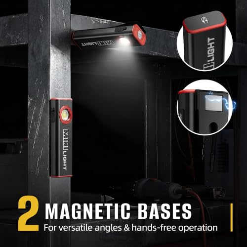 lexall 2 Pack E1 Flashlight, 1200 Lumens Magnetic Pocket EDC Flashlight