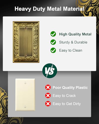 2-Pack Paisley Pattern Blank Outlet Cover Wall Plate,Metal Switch Plates - style: 1 Blank 2PK