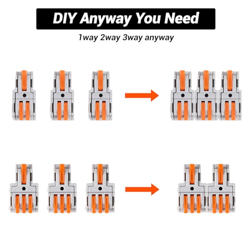 32Pcs Lever Wire Connectors, 1/2/3/4/5 Conductor Combination DIY Mini Compact Splicing Assortment Quick Electrical Connector Kit for 24-12 AWG