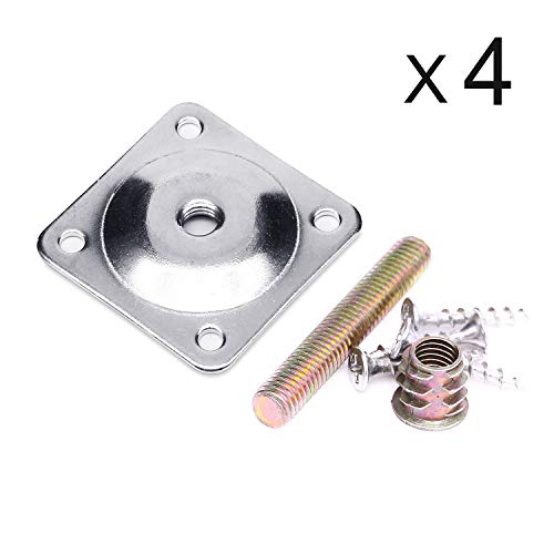 Anwenk Leg Mounting Plates, Furniture Leg Attachment Plates Industrial Strength T-Plate 5/16" (M8) Sofa Legs with Hanger Bolts,Screws,Strengthen Weak Furniture Repair Damaged Sofa Couch Seat,Set of 4 - color: M8 Leg Mounting Plates
