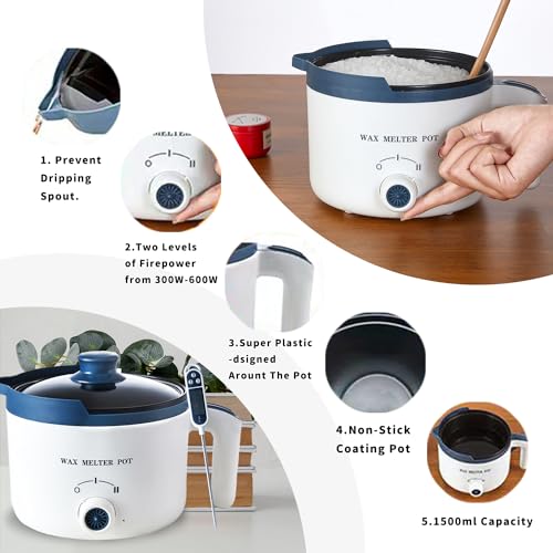 Ksedcon Electric Wax Melting Pot for Candle Making with Thermometer, Wicks - size: wax melting pot kit 3pcs