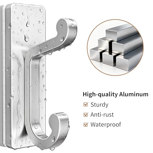 Silver Self Adhesive Hooks - 6 Pack Stick on Hanger. - color: Silver, size: 6 Pack