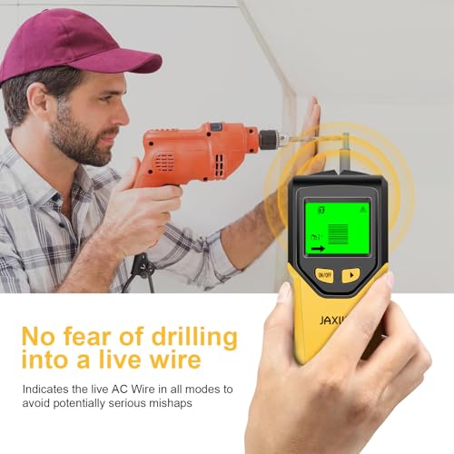 Stud Finder Wall Scanner - 5 in 1 Stud Finder Tool w/Smart Chip and HD LCD Display, Stud Detector Beam Finders for the Center and Edge of Wood AC Wire Metal Studs Joist Pipe (‎Silver Plate)