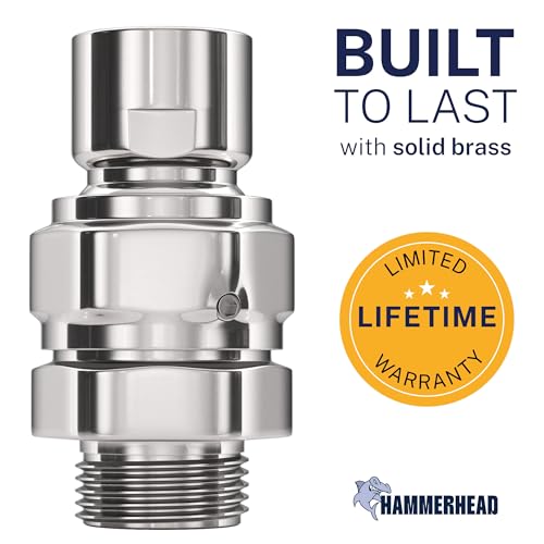 HammerHead Showers® Solid Metal Shower Head Swivel Ball Adapter, Chrome | Adjustable Pivot Ball To Adjust Showerhead Angle | Universal Connector Joint Fits Fixed, Hand Held & Rain Shower Heads - color: Chrome