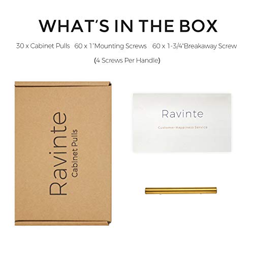 Ravinte Cabinet Handles,5" Length,3" Hole Center,Brushed Brass,30 Pack - color: Brushed Brass