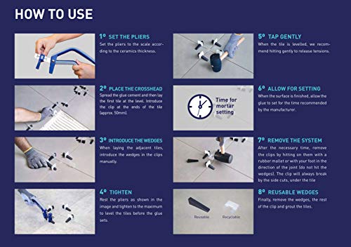 Peygran® 1/51" (0.5mm) 500 Spacers Leveler Clips for Tile Leveling System, Professional Ceramic Tile and Stone Installation