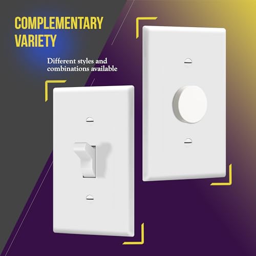 ENERLITES Toggle Light Switch Wall Plate, Gloss Finish, Size 1-Gang 4.50" x 2.76", Unbreakable Polycarbonate Thermoplastic, 8811-W, White - color: White, size: 1 Pack