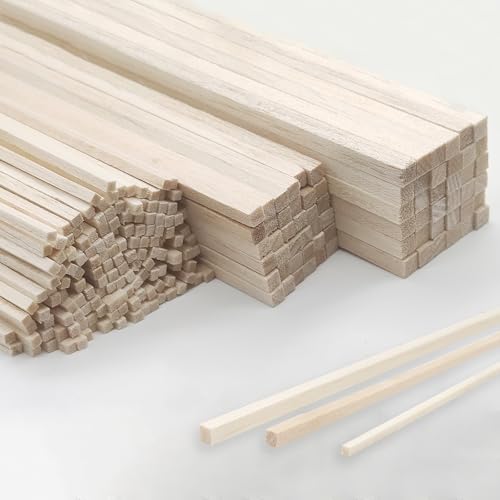 222Pcs Balsa Wood Sticks - size: 1/8" + 3/16" + 1/4" 222pcs