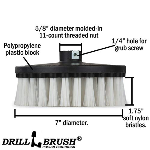 Carpet Cleaner Scrub Brush for Polisher - 7 Inch Soft White Drill Brush - color: White