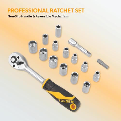 TOLSEN Basic Tool Set Household Tool Kit, Mechanic Tool Kit with Toolbox - size: 89 PCS