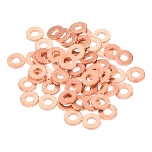 MECCANIXITY 52 Pcs Flat Copper Washers, 3x7x1mm Copper Upgraded Flat Metric Sealing Crush Ring Washers for Hydraulic Fittings Screw Bolt Nut Electronic Repair - size: 3x7x1mm
