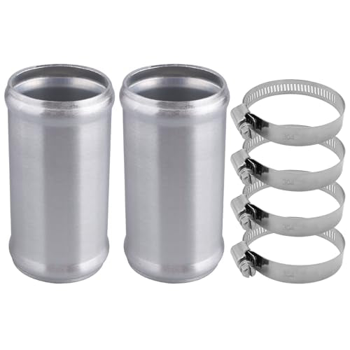 AC PERFORMANCE 2" (51mm) OD Aluminum Alloy Hose Joiner Silicone Pipe Connector Bead, 4" Length with 304 SS Clamps, Pack of 2 - size: 2" (51mm) - 2PCS